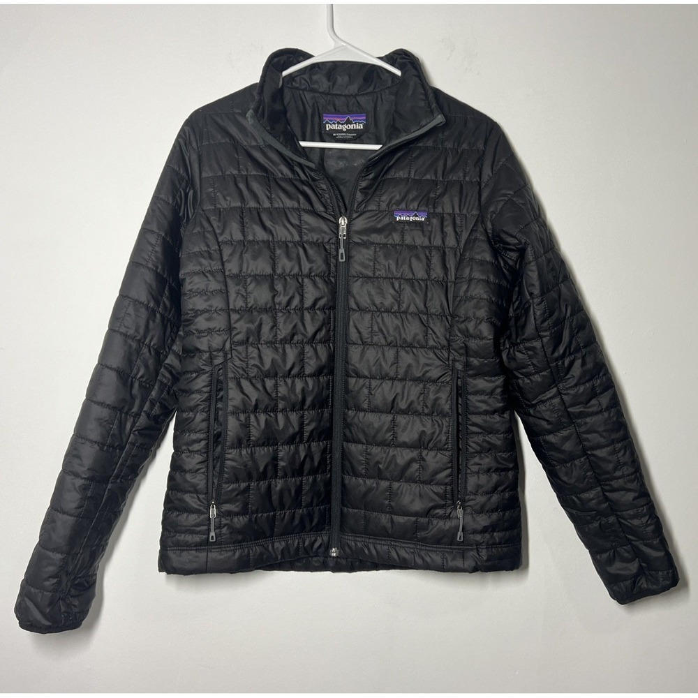 Patagonia Women's Black Nano Full Zip Puffer Jacket Coat - Size Medium, EUC